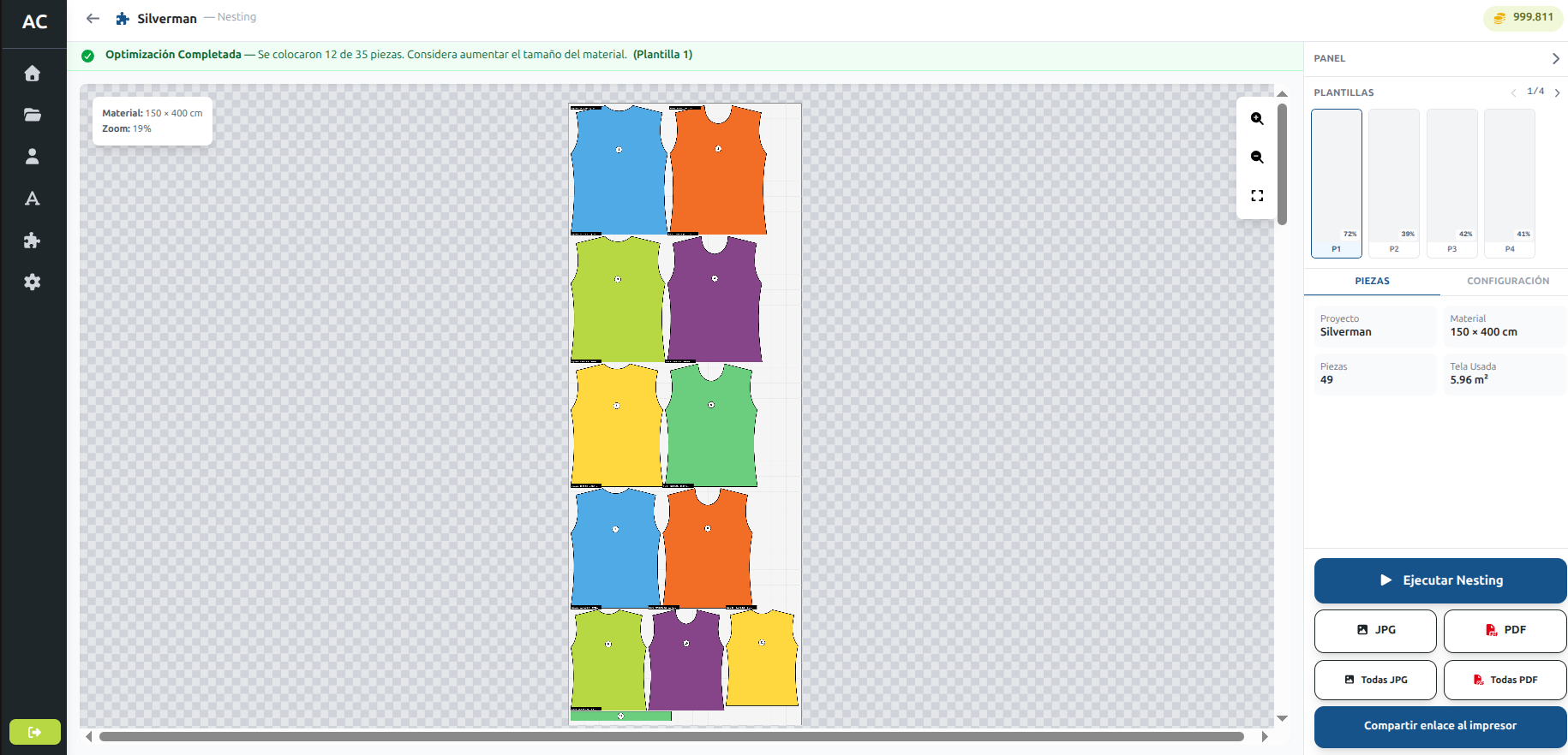 Nesting App cutting optimization editor